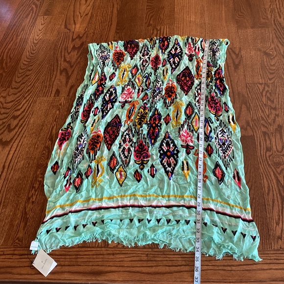 Vera Bradley soft fringe scarf Pueblo 💯 viscose multi color Aztec mint green - Picture 15 of 17